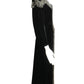 1930s Black Beaded Velvet Evening Gown, Size 10