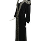 1930s Black Beaded Velvet Evening Gown, Size 10