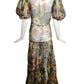1930s Multi Color Floral Chiffon Day Dress, Size 8