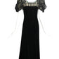 1930s Black Velvet & Chiffon Evening Gown, Size 2