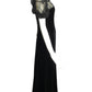 1930s Black Velvet & Chiffon Evening Gown, Size 2