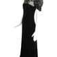 1930s Black Velvet & Chiffon Evening Gown, Size 2