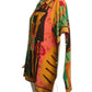 TODD OLDHAM- 1990 Multi Color Print Silk S/S Blouse, Size 16
