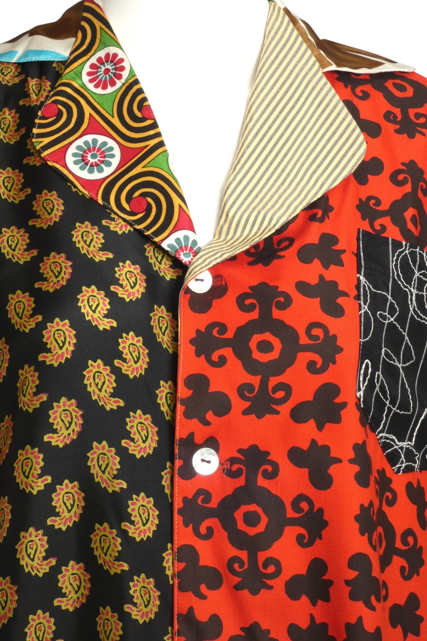 TODD OLDHAM- 1990s Colorblock L/S Blouse, Size 16