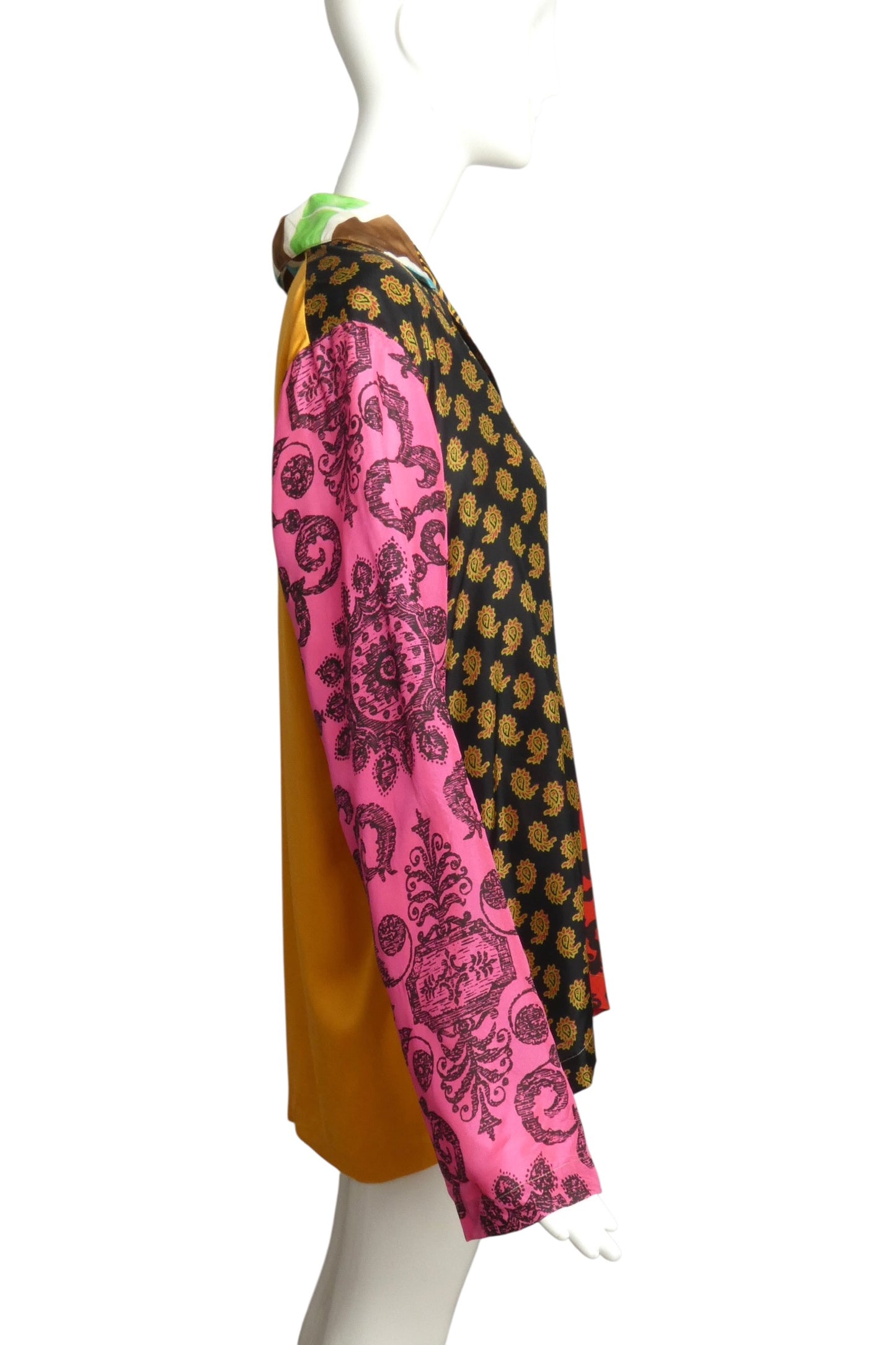 TODD OLDHAM- 1990s Colorblock L/S Blouse, Size 16