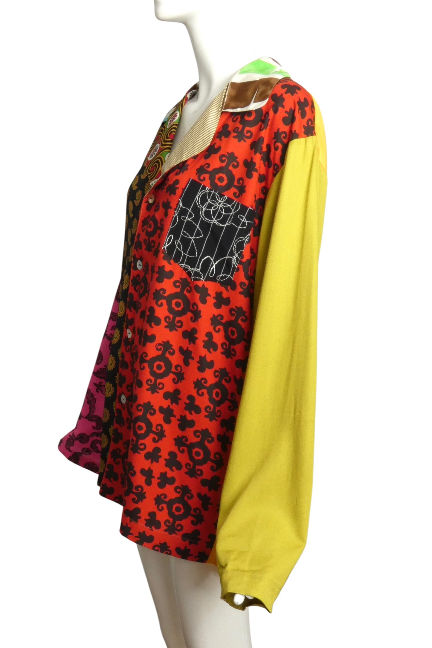 TODD OLDHAM- 1990s Colorblock L/S Blouse, Size 16