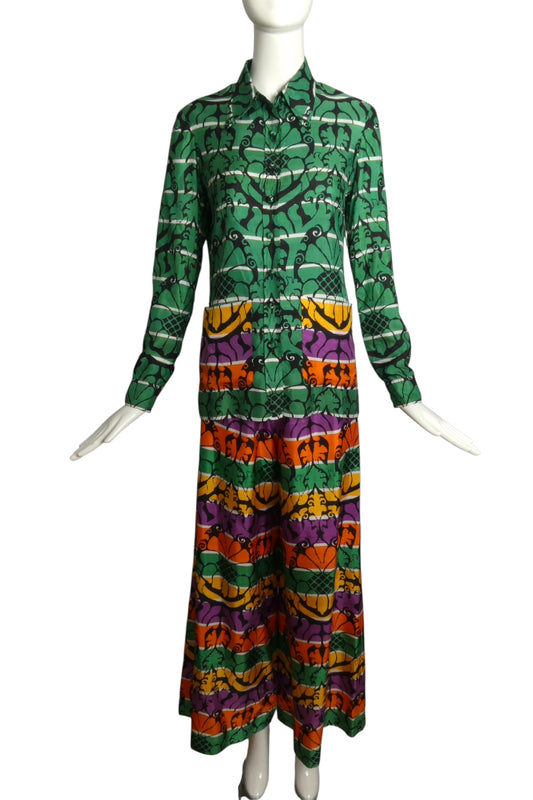 1960s Silk Blouse & Pant Ensemble, Size-4