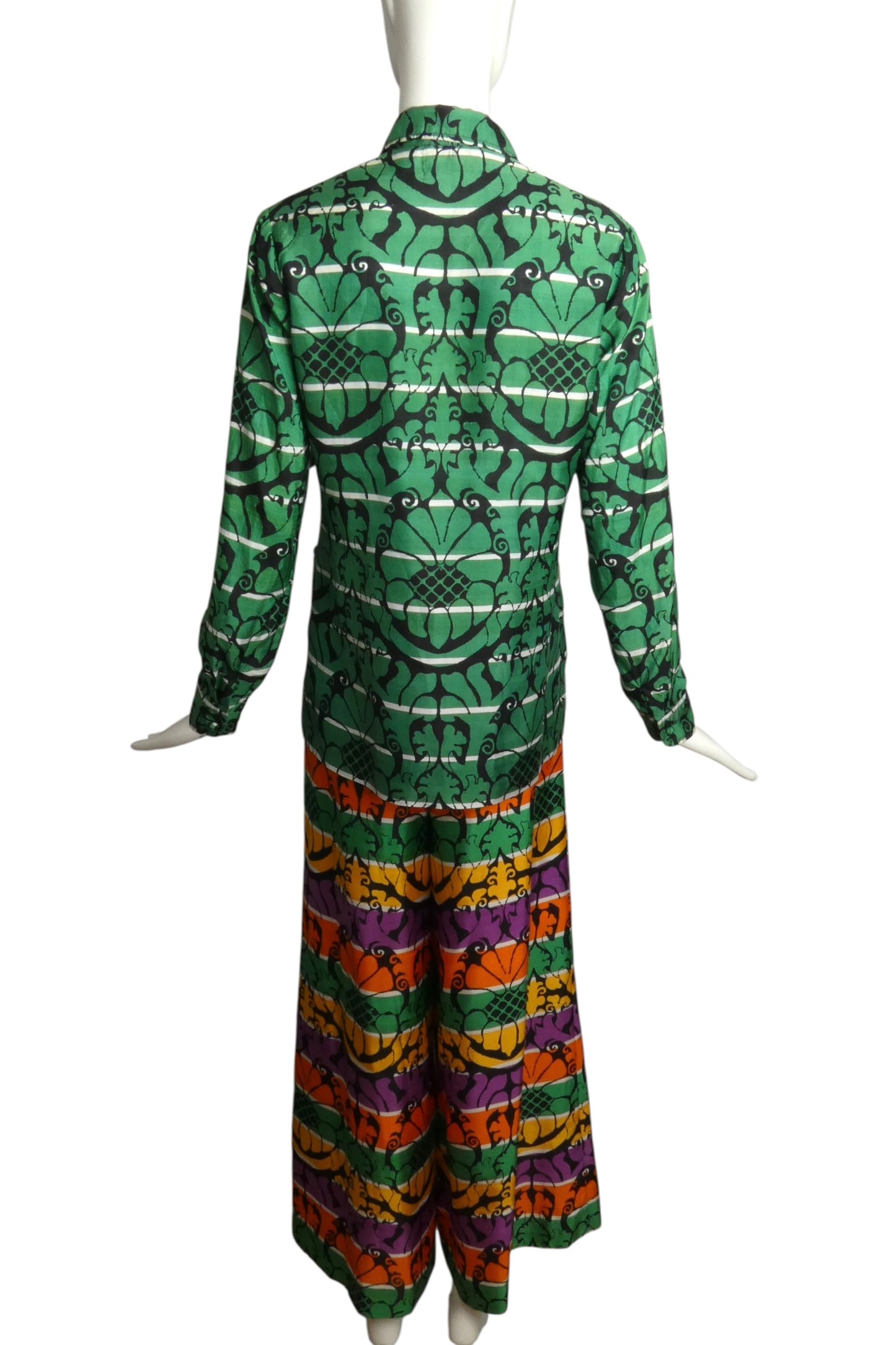 1960s Silk Blouse & Pant Ensemble, Size-4