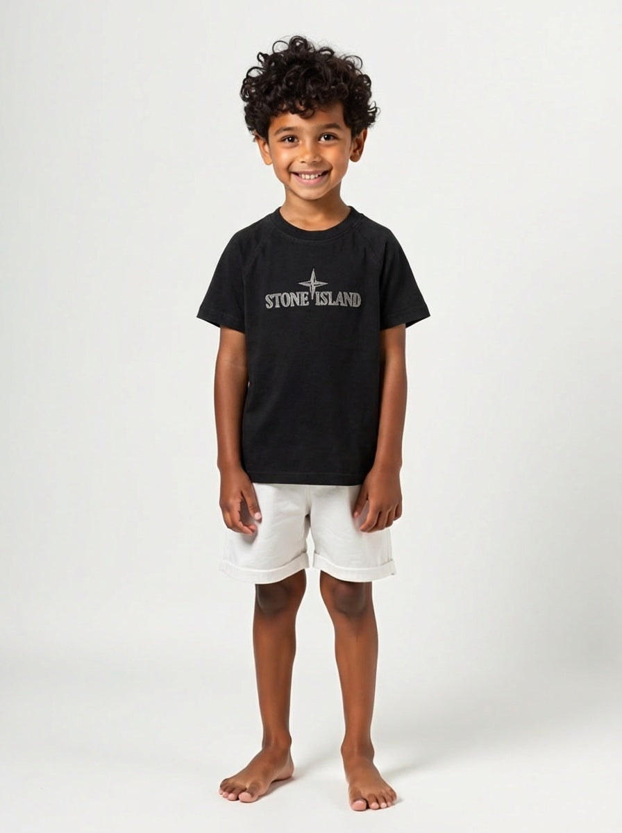 Black Embroidered T-Shirt, Size 4