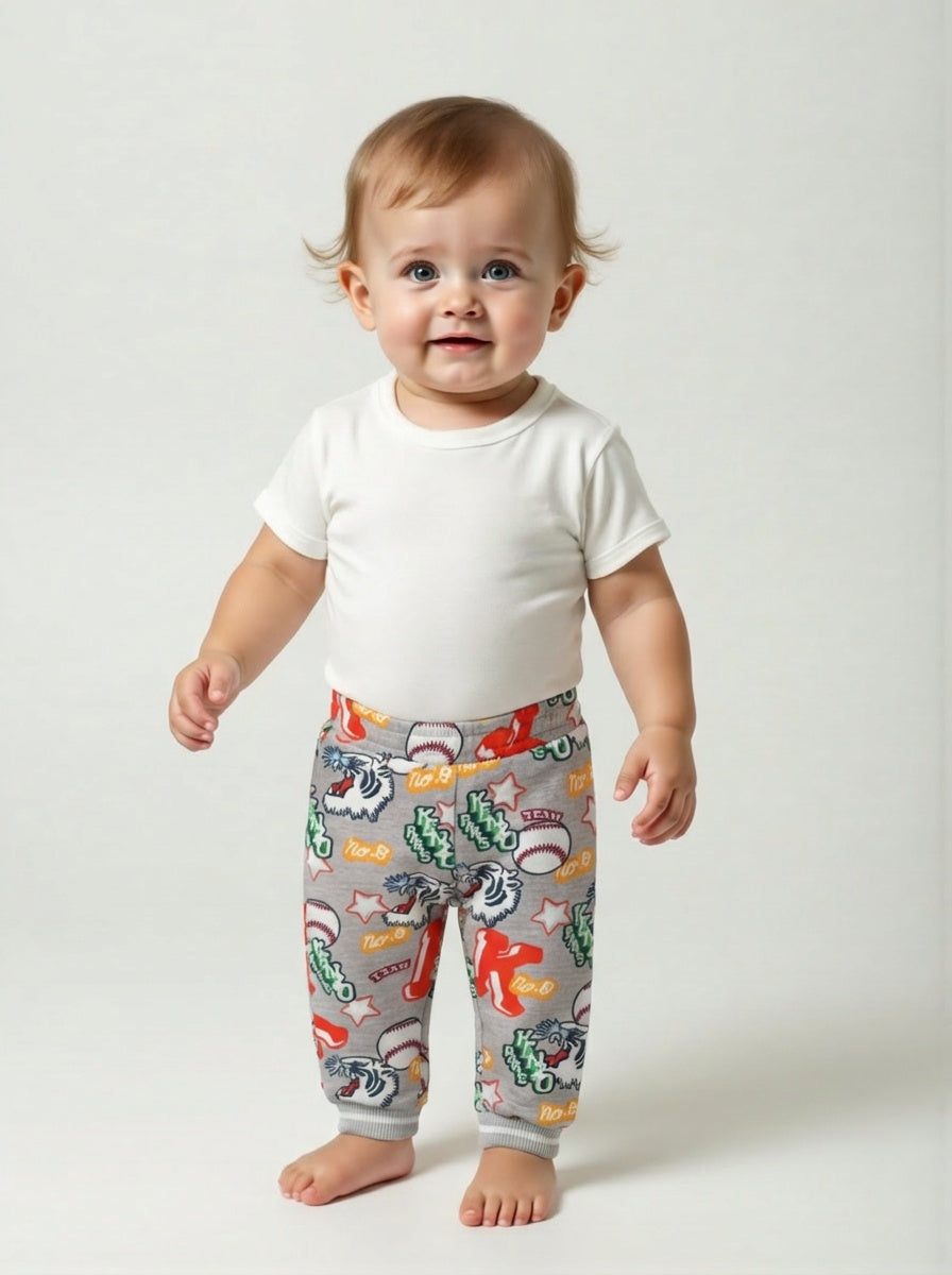 Multi Color Print Cotton Joggers, Size 18 Months