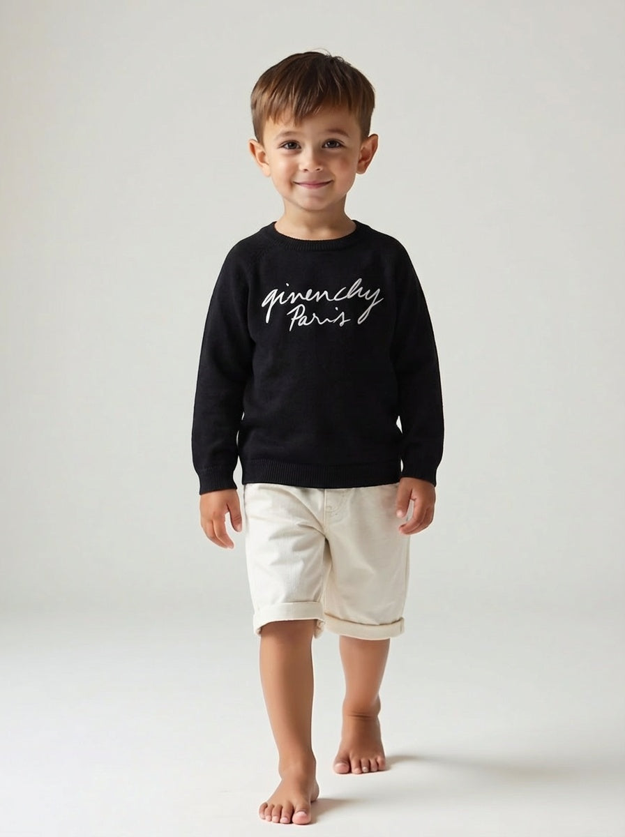 Black Cotton Logo Sweater, Size 5