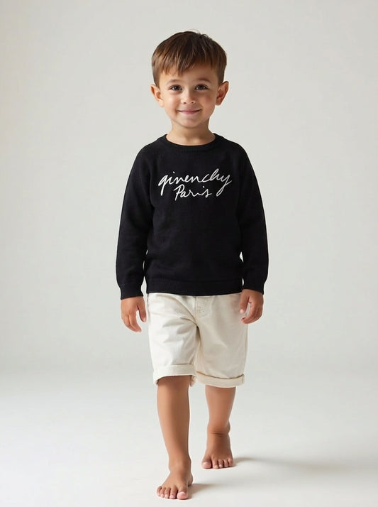 Black Cotton Logo Sweater, Size 5