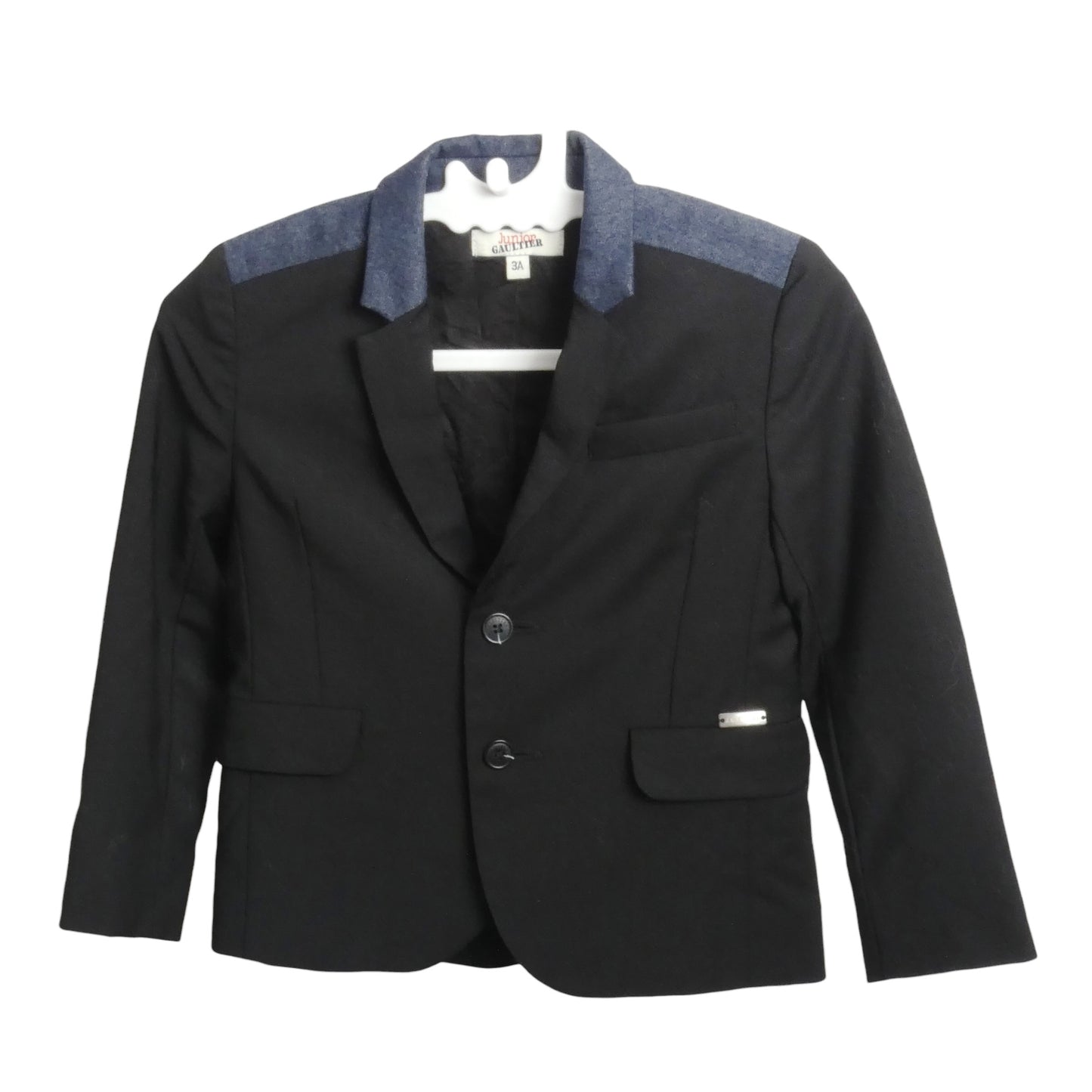 Black & Blue Fabric Block Blazer, Size 3