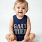 Navy Printed Cotton Romper, Size 6 Months