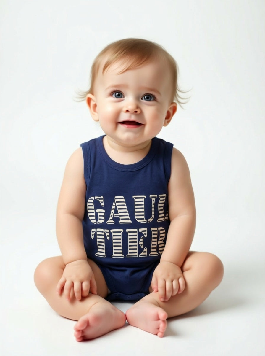 Navy Printed Cotton Romper, Size 6 Months