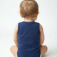 Navy Printed Cotton Romper, Size 6 Months