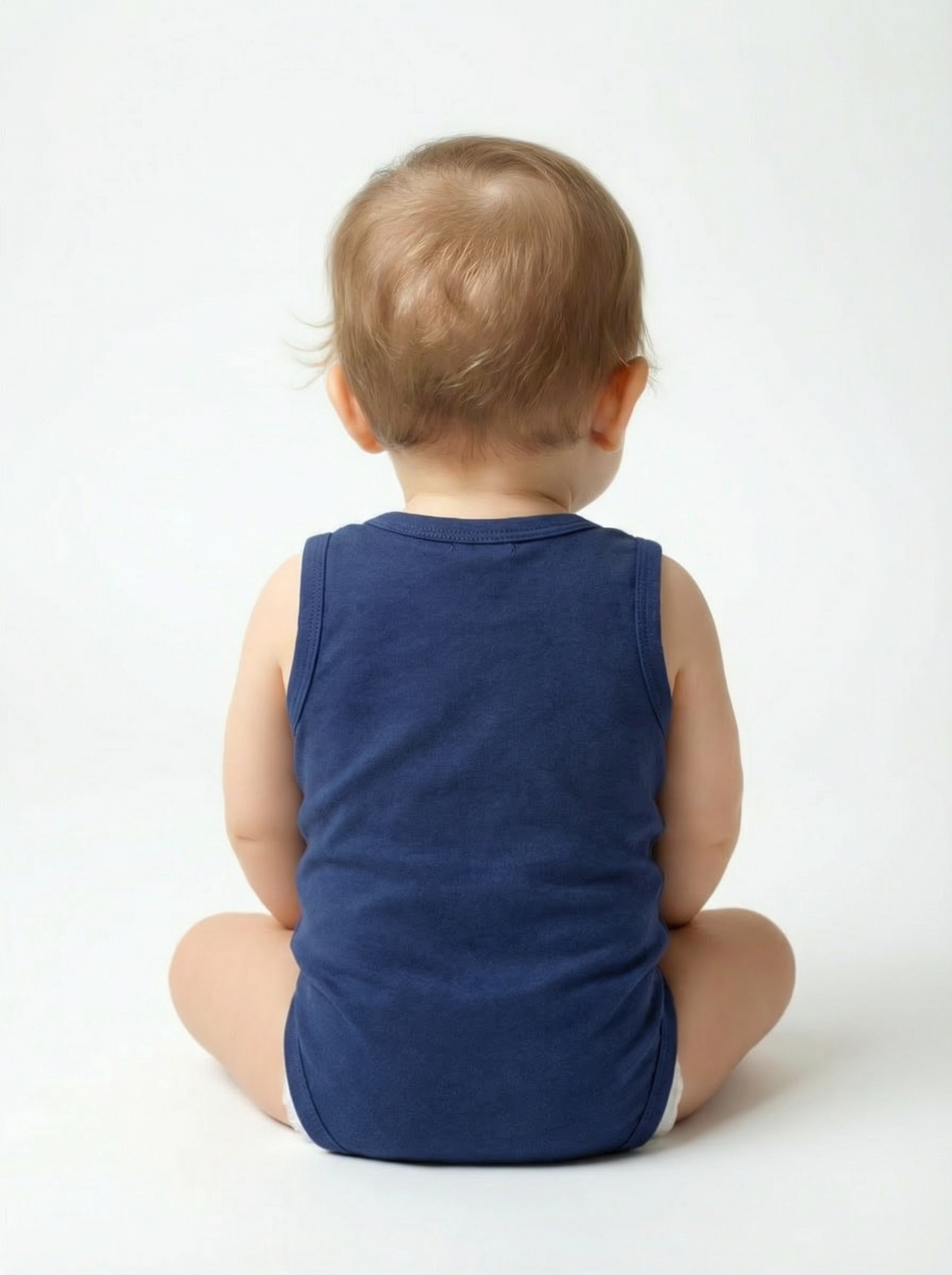 Navy Printed Cotton Romper, Size 6 Months