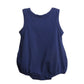 Navy Printed Cotton Romper, Size 6 Months