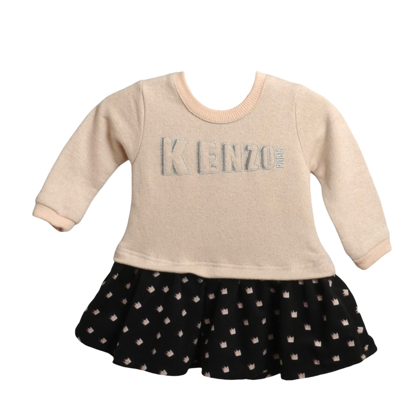 Knit Logo Embroidered Dress, Size-6 Months