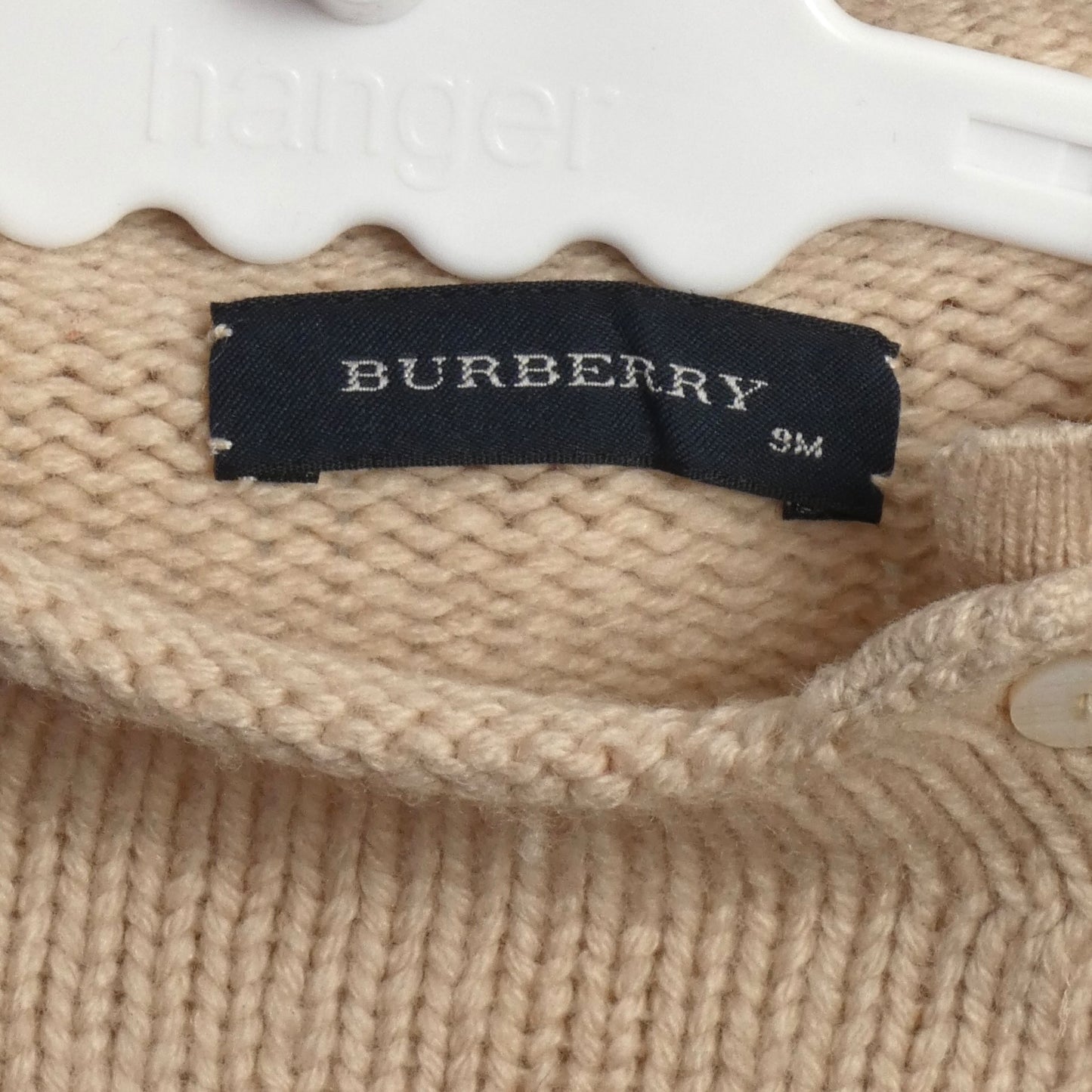 Tan Embroidered "B" Wool Sweater, Size 9 Months