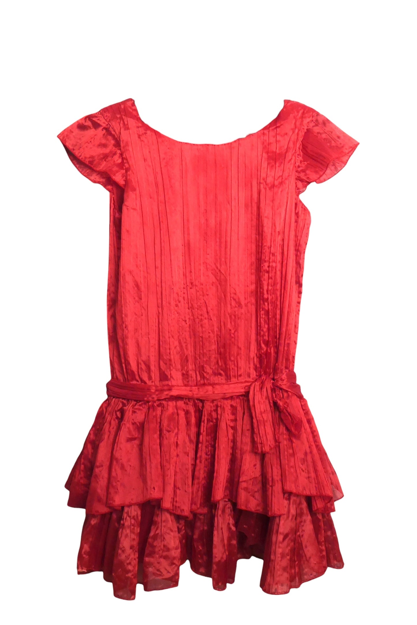 Red Plisse Pleat Dress, Size 12