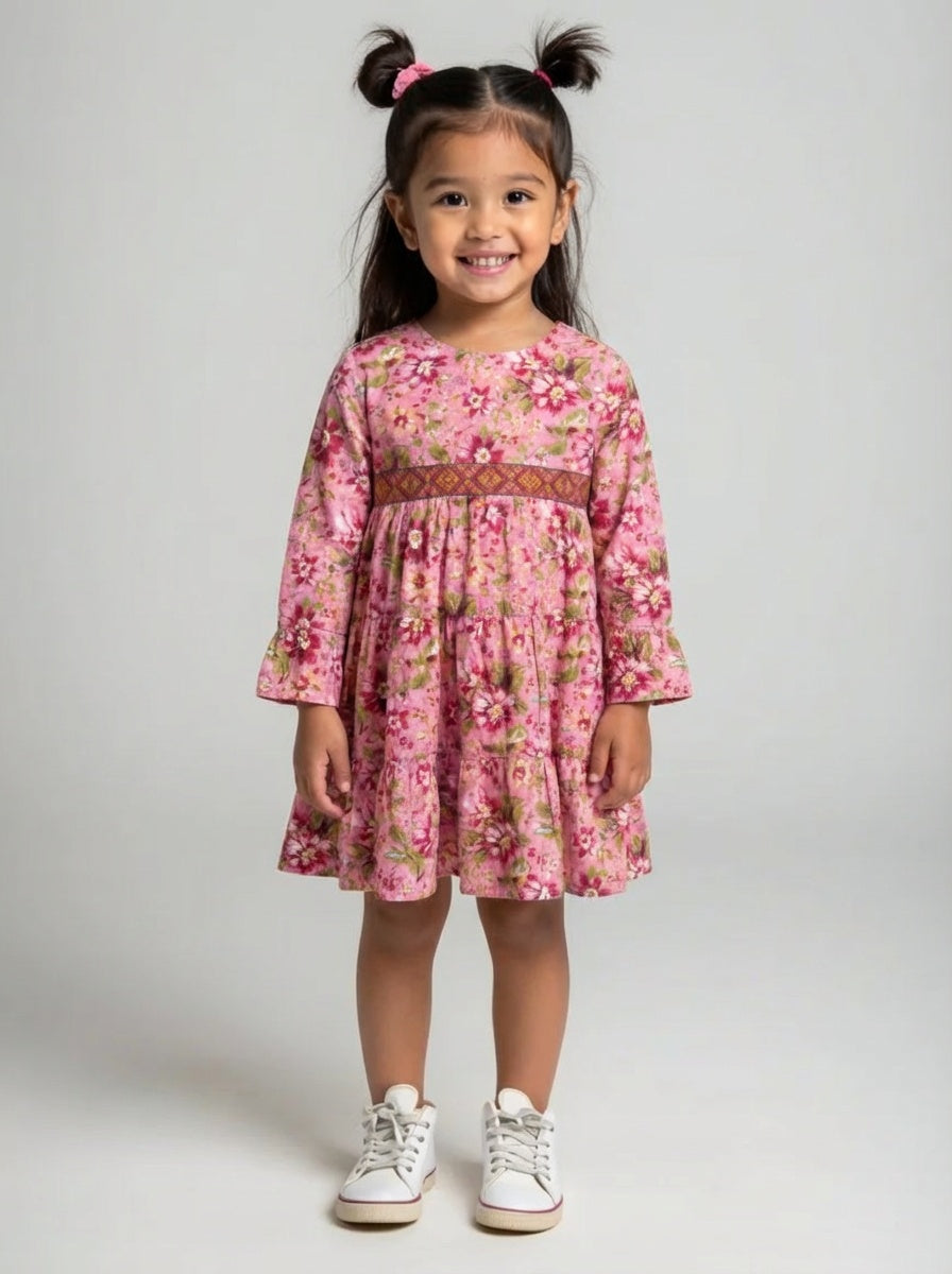 Floral Cotton Dress, Size-2 Years