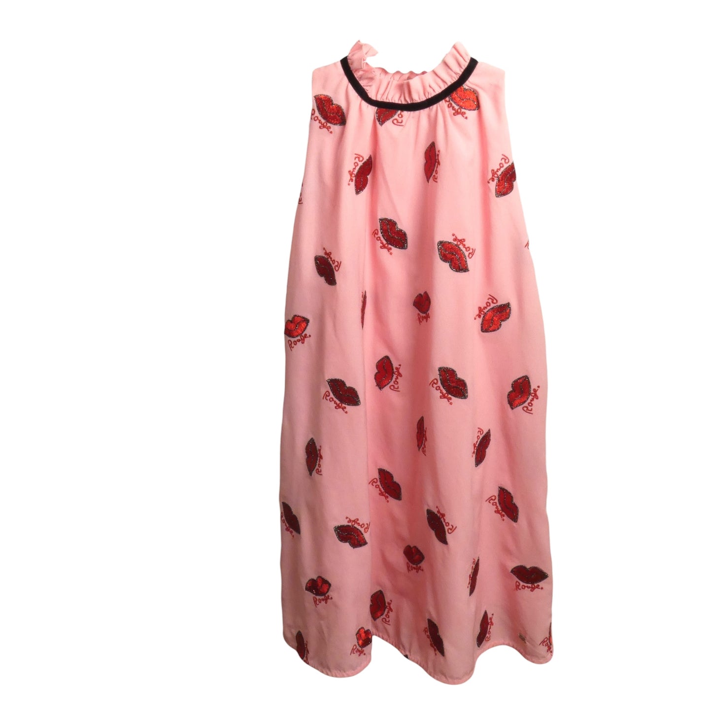 Embroidered Lip Print Dress, Size-10 Years