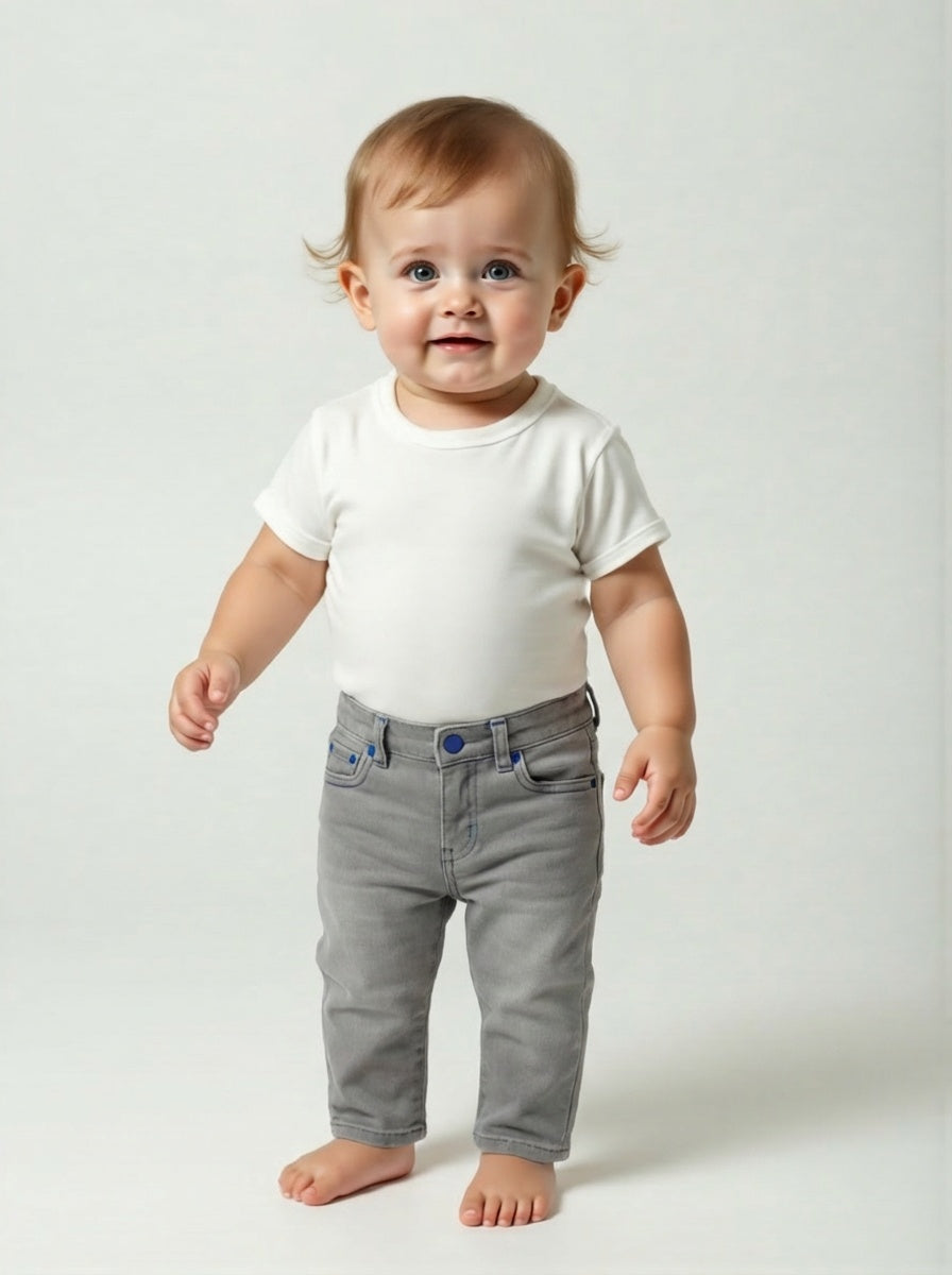 Grey Denim Jeans, Size 9 Months