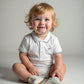 White Cotton Pique Onesie, Size 3 Months