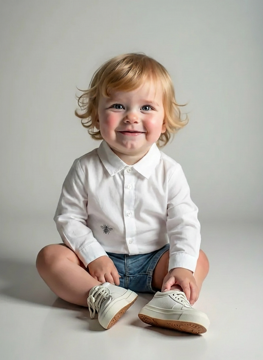 NWT White Cotton L/S Shirt, Size 6 Months