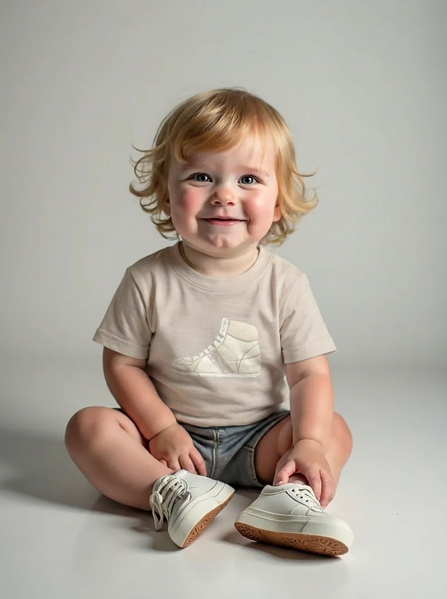 Tan Sneaker Print T-Shirt, Size 6 Months