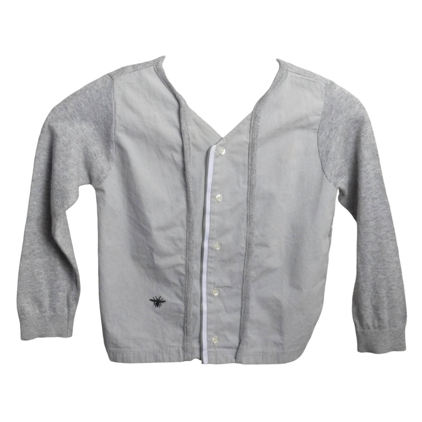 Grey Cotton & Knit Bee Cardigan, Size 36 Months