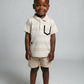 Taupe Striped Cotton Polo, Size 3 Months