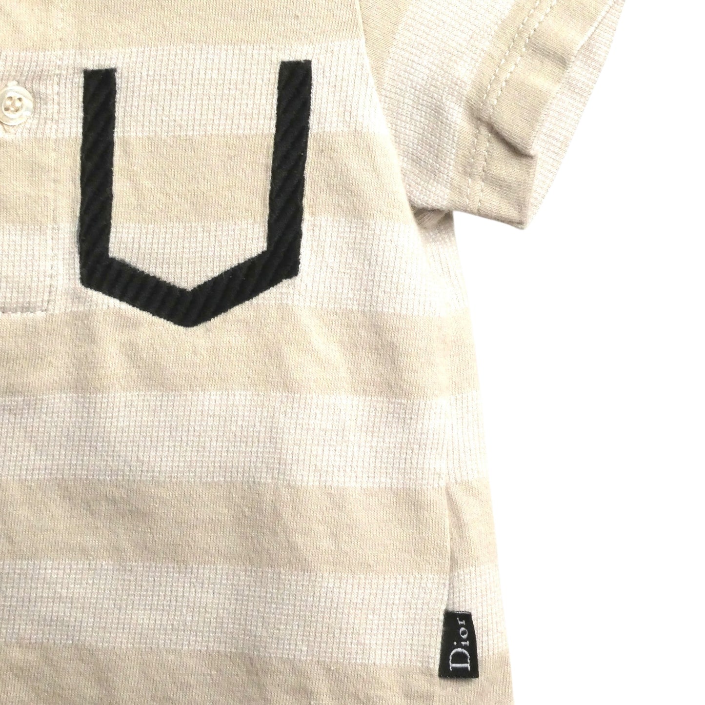 Taupe Striped Cotton Polo, Size 3 Months