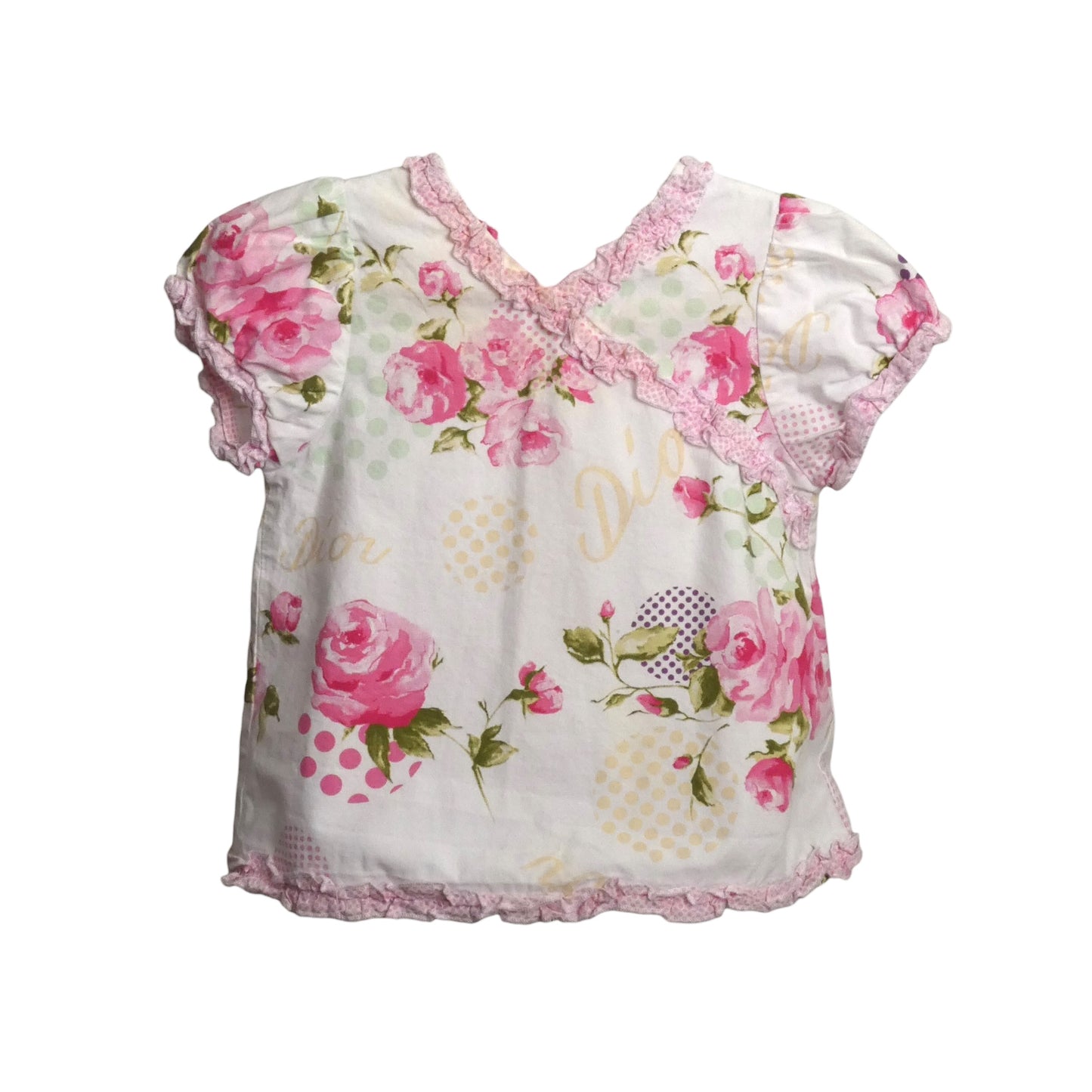 Floral Print Cotton Ruffled Dress, Size 18 Months