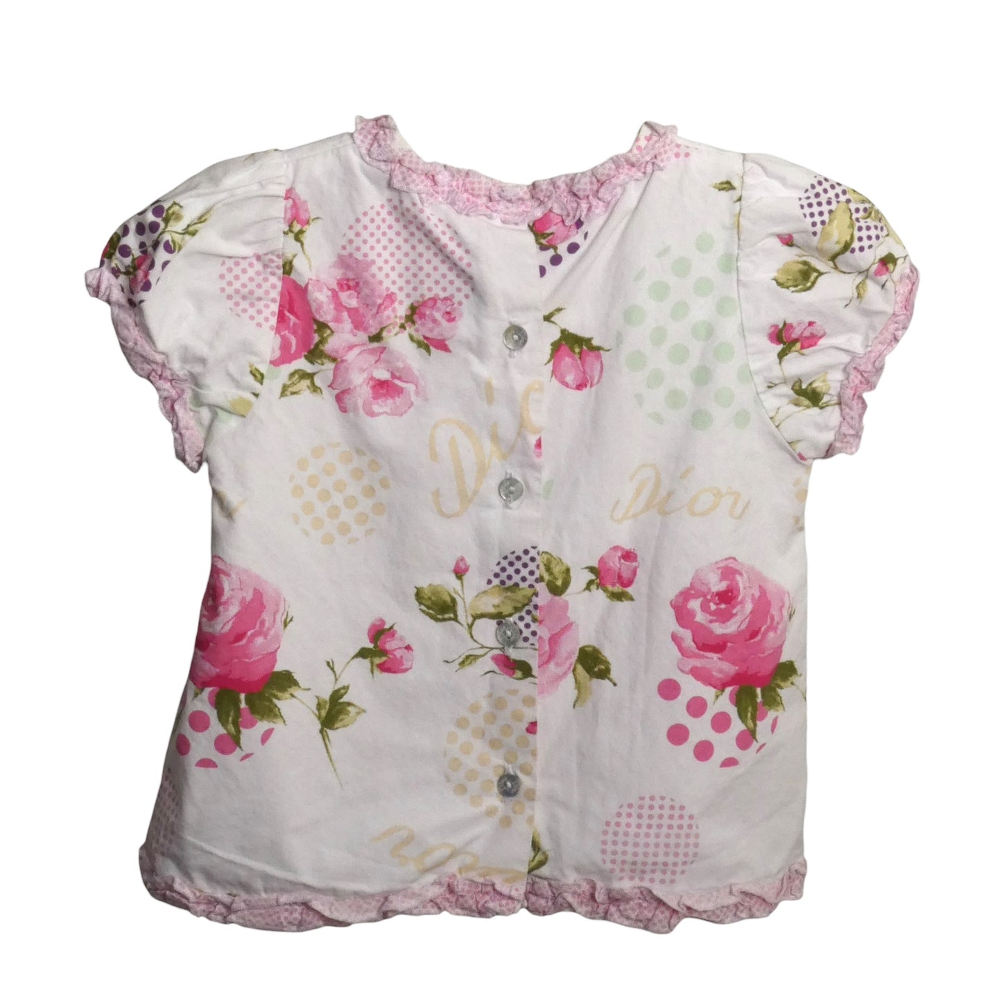 Floral Print Cotton Ruffled Dress, Size 18 Months