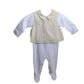Blue & Tan Layered Onesie, Size 6 Months