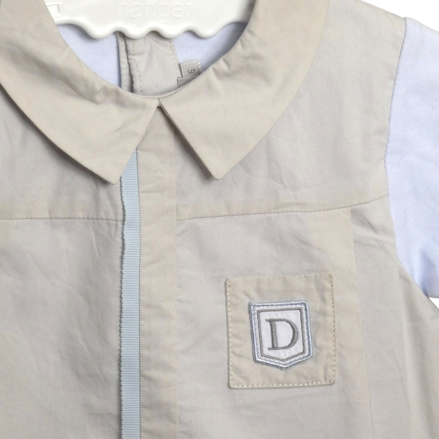 Blue & Tan Layered Onesie, Size 6 Months