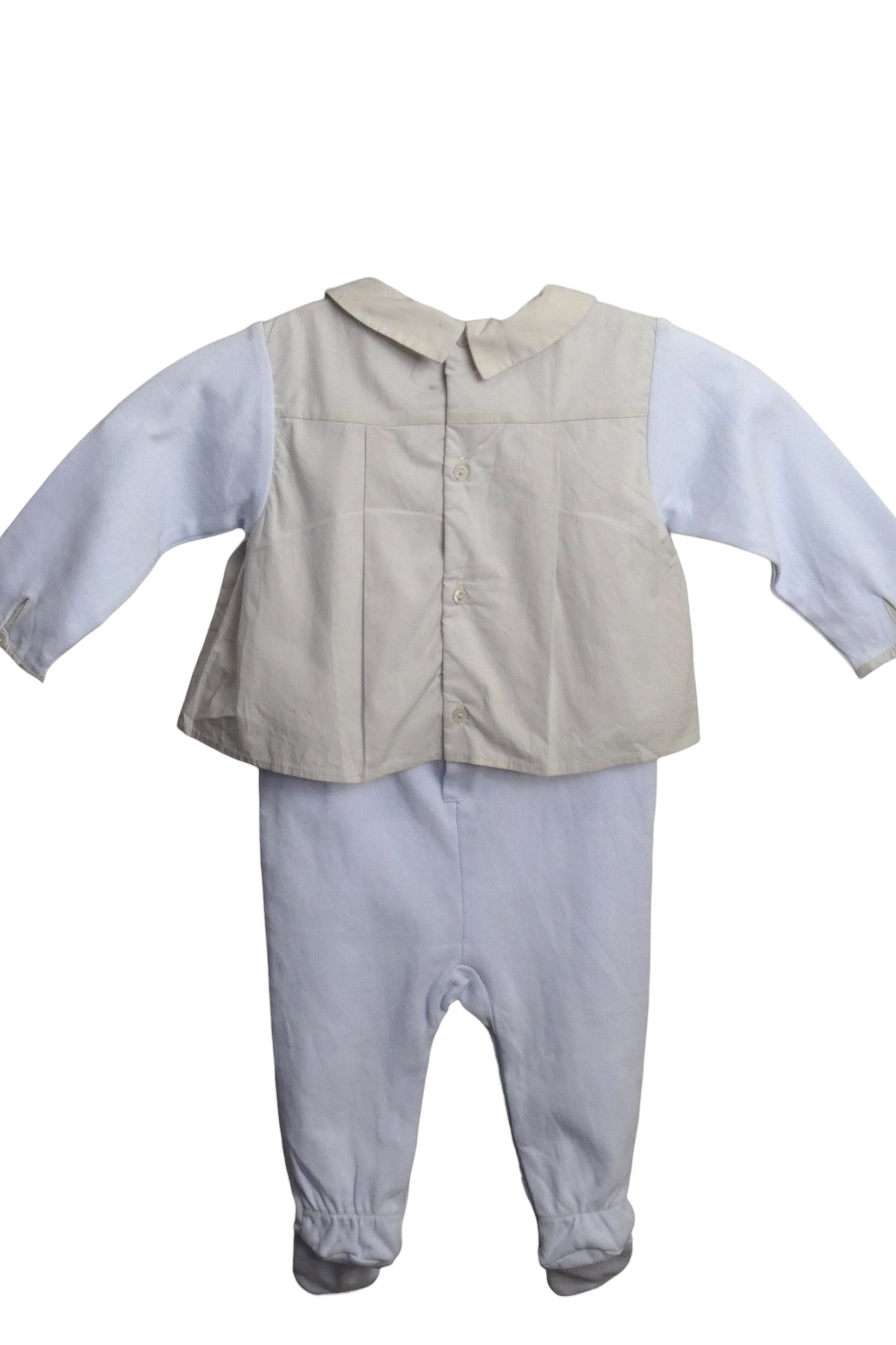 Blue & Tan Layered Onesie, Size 6 Months