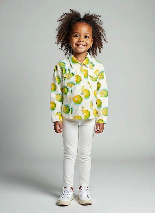 Fruit Print Cotton Jacket, Size 4