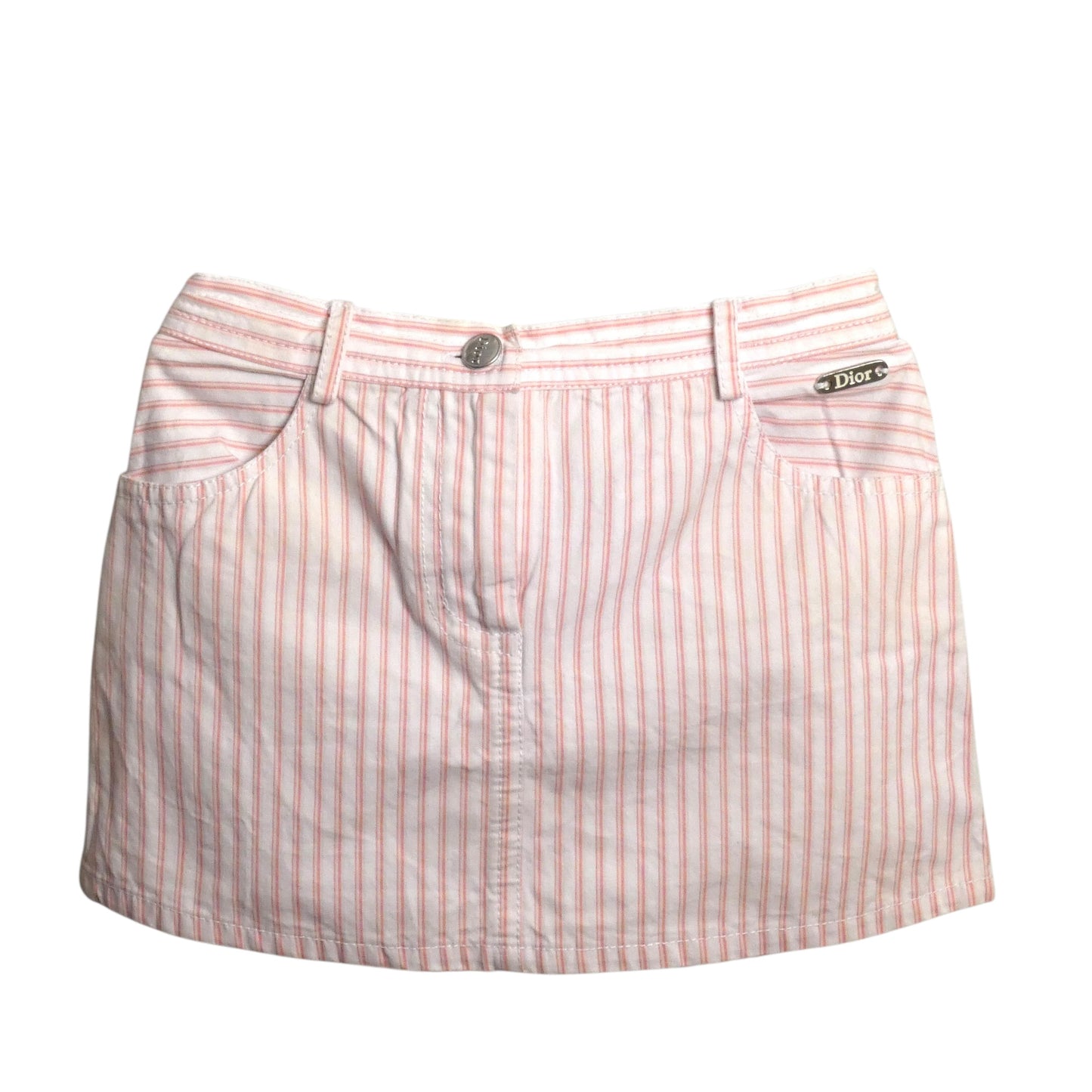 Pink & White Striped Cotton Skirt, Size 2
