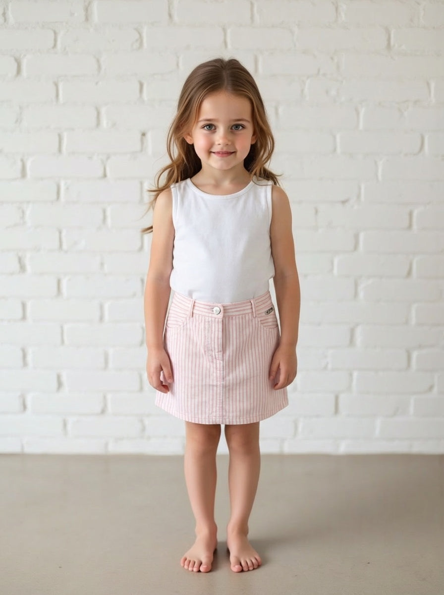 Pink & White Striped Cotton Skirt, Size 2
