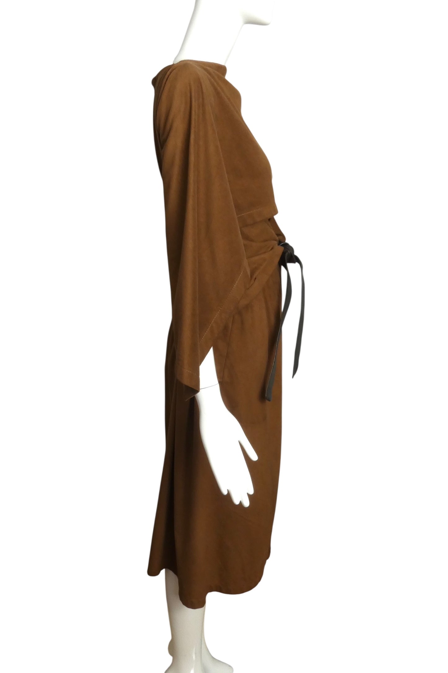 1977 Brown Sueded Wrap Dress, Size 6