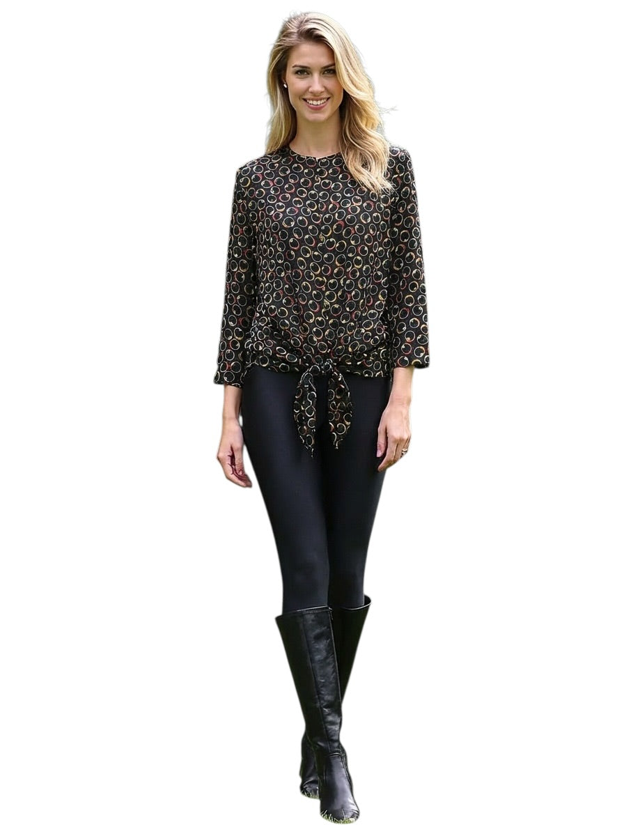 PIERRE CARDIN - 1990s Multi Color Printed Silk Blouse, Size 12