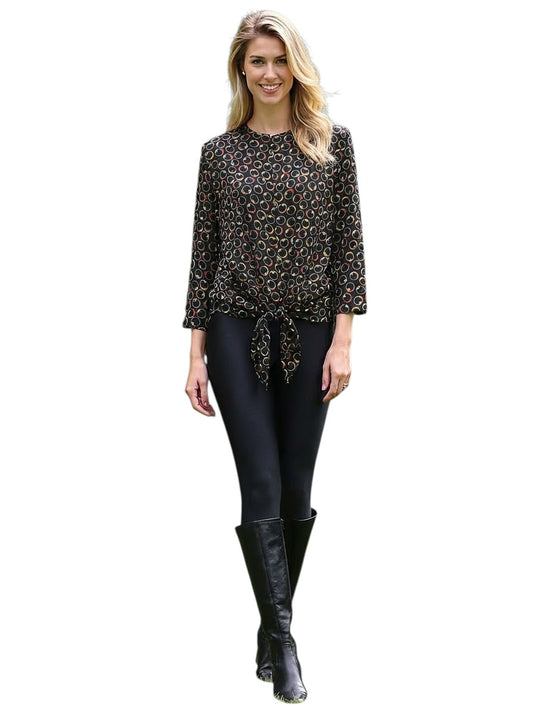 1990s Multi Color Printed Silk Blouse, Size 12