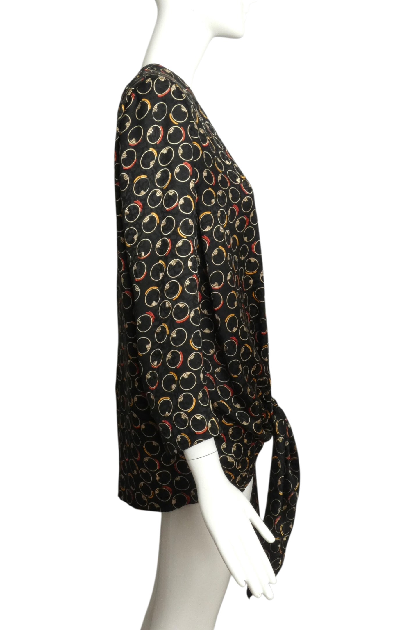 PIERRE CARDIN - 1990s Multi Color Printed Silk Blouse, Size 12