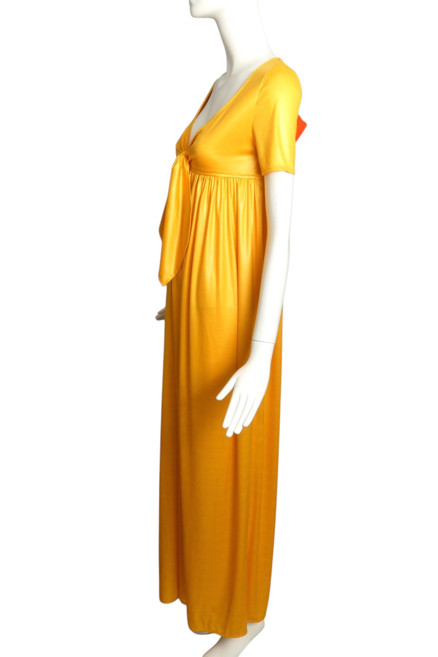 1990s Yellow Knit Wrap Front Jumpsuit, Size 4