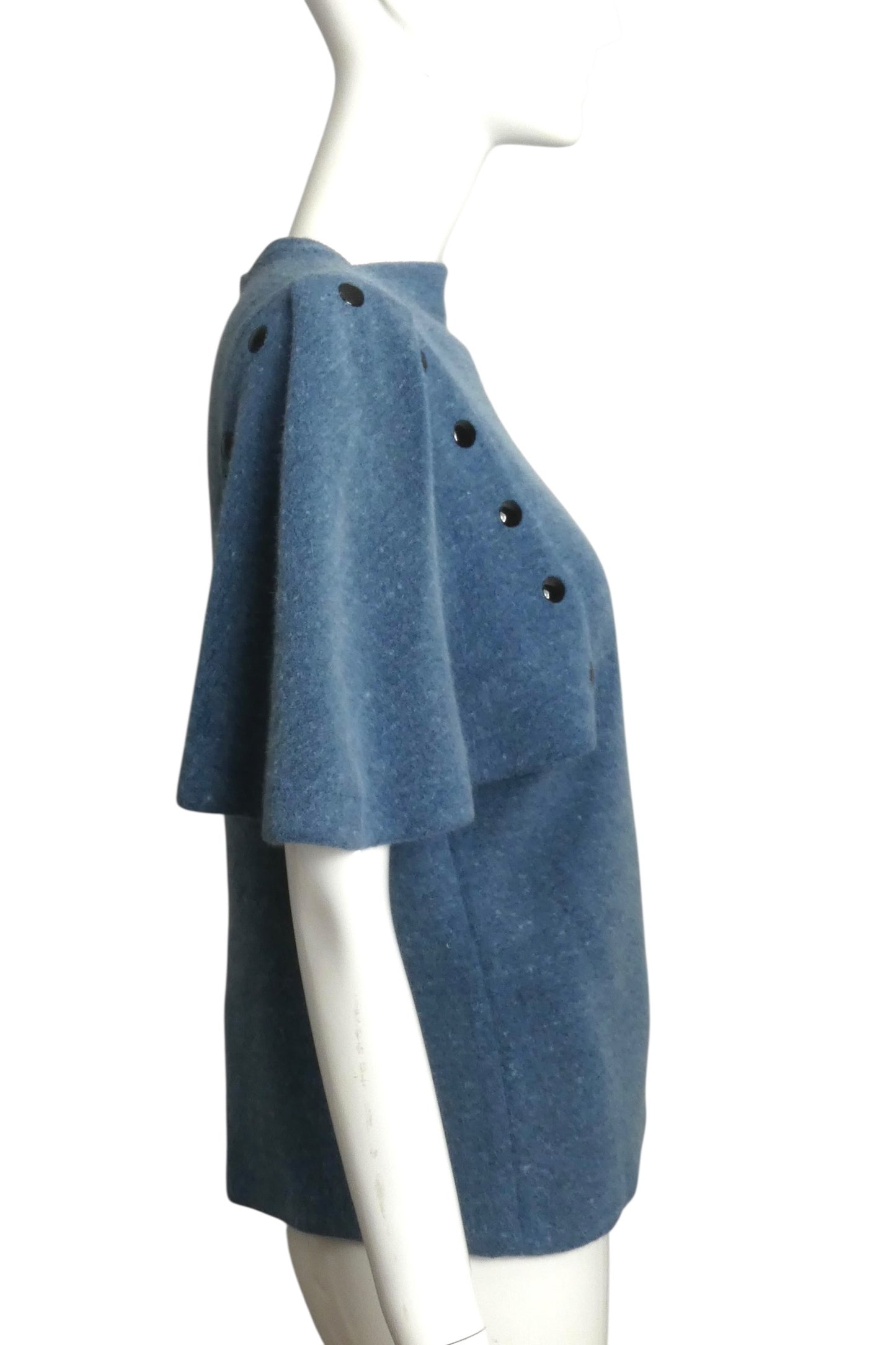 PIERRE CARDIN (HAUTE COUTURE) - 1990 Blue Wool Knit Top, Size 4