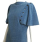 PIERRE CARDIN (HAUTE COUTURE) - 1990 Blue Wool Knit Top, Size 4
