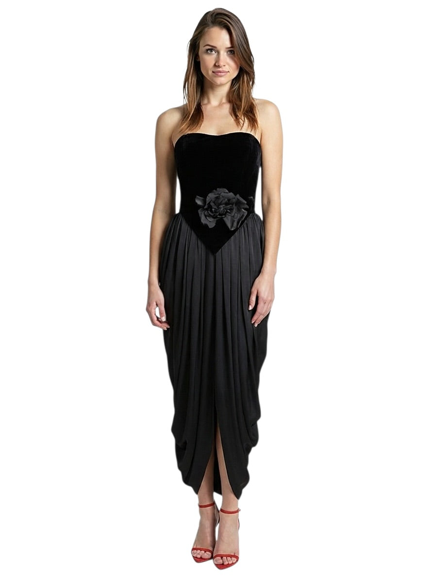 2000 Black Velvet & Charmeuse Dress, SIze 4